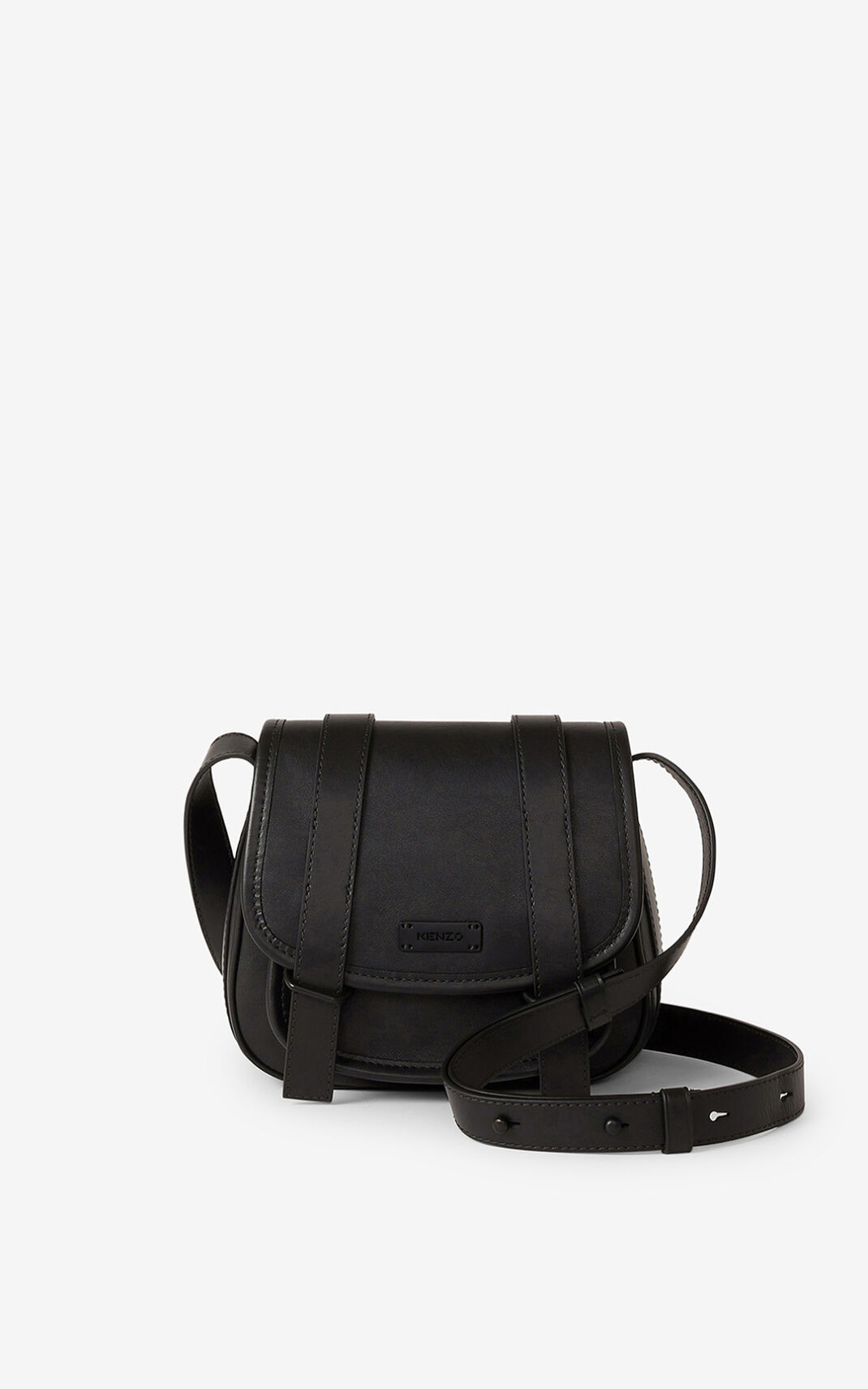 Sac Messenger Kenzo Courier small Cuir Femme Noir | FBNX-81760